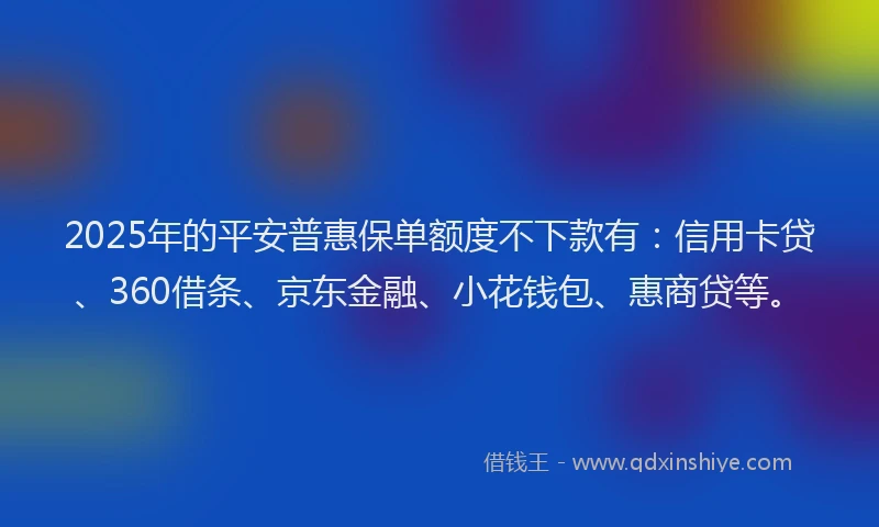 2025年的平安普惠保单额度不下款有：信用卡贷、360借条、京东金融、小花钱包、惠商贷等。