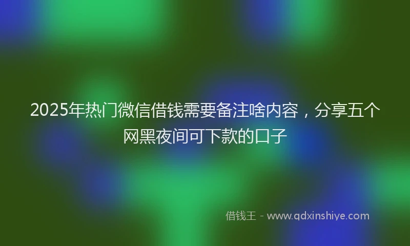 2025年热门微信借钱需要备注啥内容，分享五个网黑夜间可下款的口子