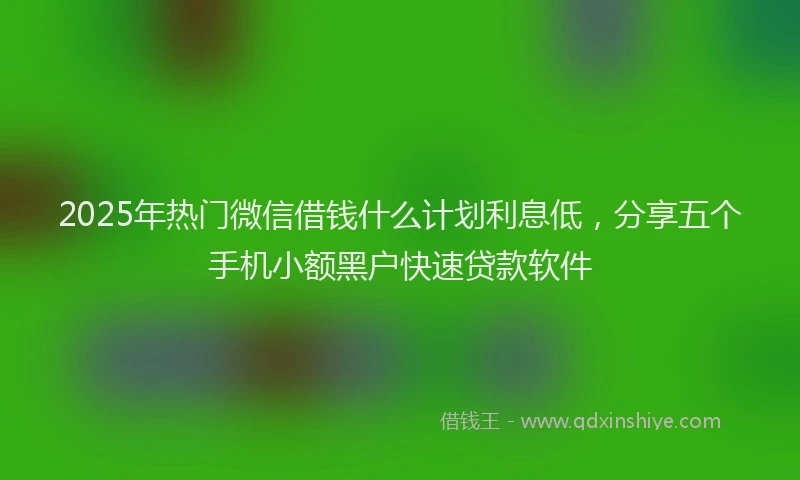 2025年热门微信借钱什么计划利息低，分享五个手机小额黑户快速贷款软件