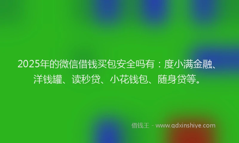 2025年的微信借钱买包安全吗有：度小满金融、洋钱罐、读秒贷、小花钱包、随身贷等。