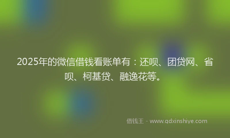 2025年的微信借钱看账单有：还呗、团贷网、省呗、柯基贷、融逸花等。