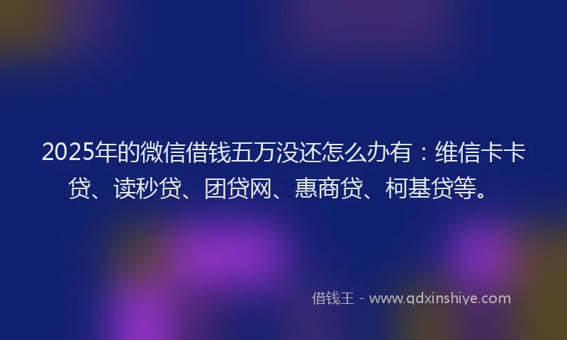 2025年的微信借钱五万没还怎么办有：维信卡卡贷、读秒贷、团贷网、惠商贷、柯基贷等。
