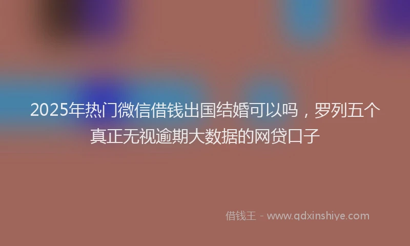 2025年热门微信借钱出国结婚可以吗，罗列五个真正无视逾期大数据的网贷口子
