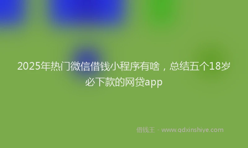 2025年热门微信借钱小程序有啥，总结五个18岁必下款的网贷app