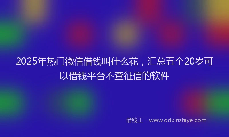 2025年热门微信借钱叫什么花，汇总五个20岁可以借钱平台不查征信的软件