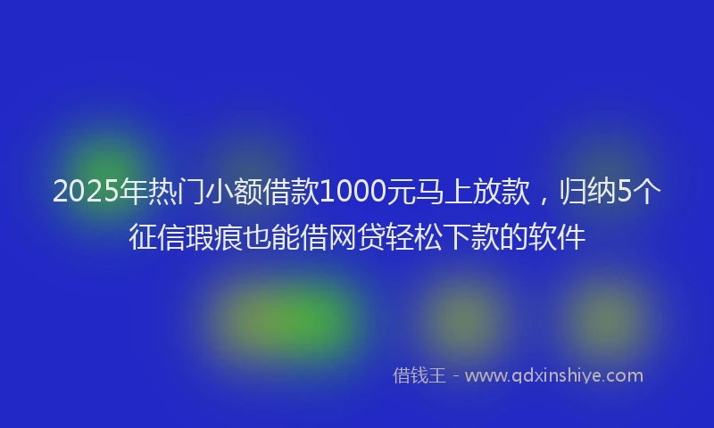 2025年热门小额借款1000元马上放款，归纳5个征信瑕疵也能借网贷轻松下款的软件