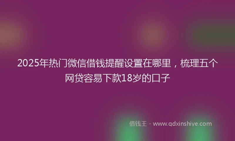 2025年热门微信借钱提醒设置在哪里，梳理五个网贷容易下款18岁的口子