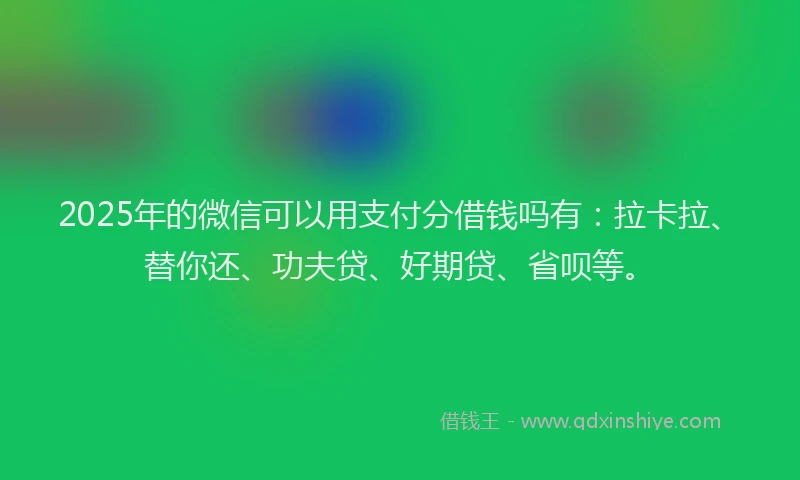 2025年的微信可以用支付分借钱吗有：拉卡拉、替你还、功夫贷、好期贷、省呗等。