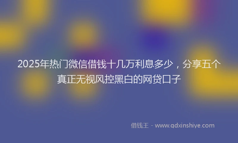 2025年热门微信借钱十几万利息多少，分享五个真正无视风控黑白的网贷口子