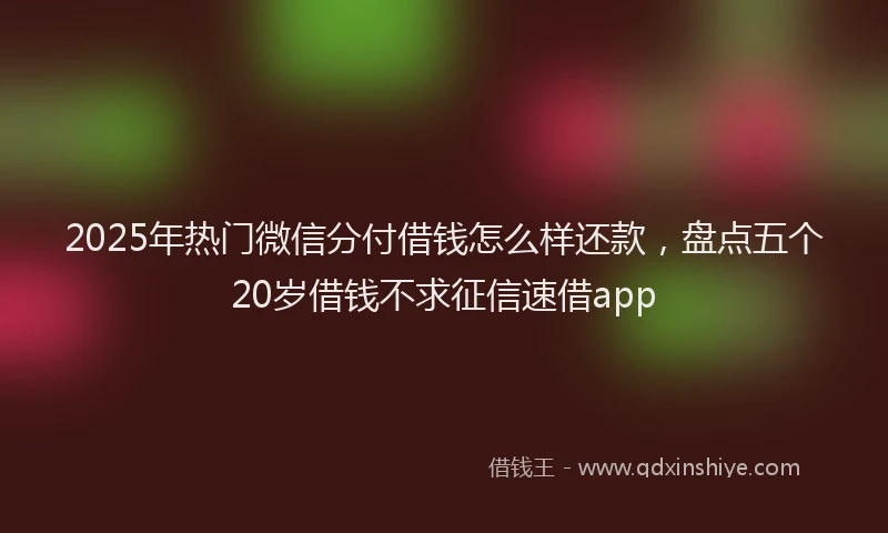 2025年热门微信分付借钱怎么样还款，盘点五个20岁借钱不求征信速借app