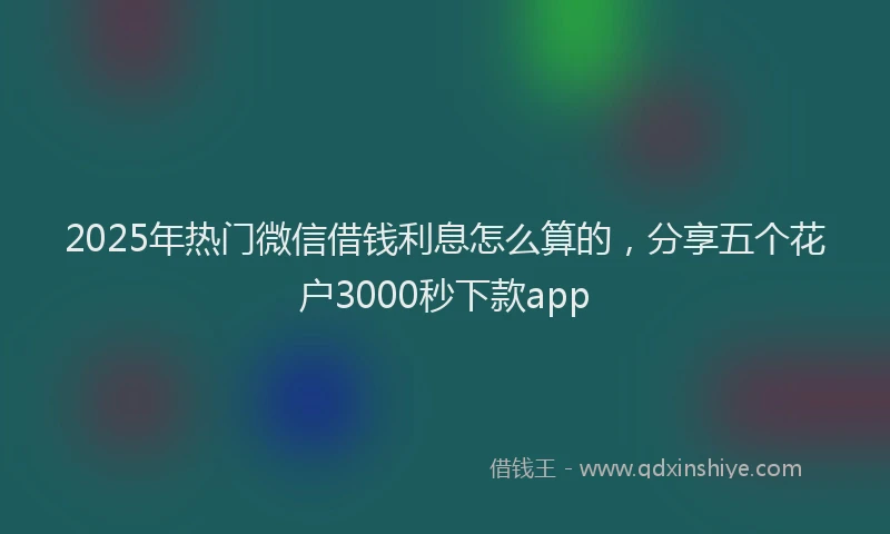 2025年热门微信借钱利息怎么算的，分享五个花户3000秒下款app