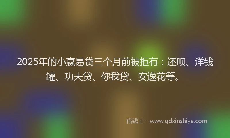 2025年的小赢易贷三个月前被拒有：还呗、洋钱罐、功夫贷、你我贷、安逸花等。