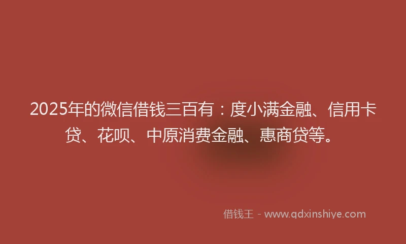2025年的微信借钱三百有：度小满金融、信用卡贷、花呗、中原消费金融、惠商贷等。
