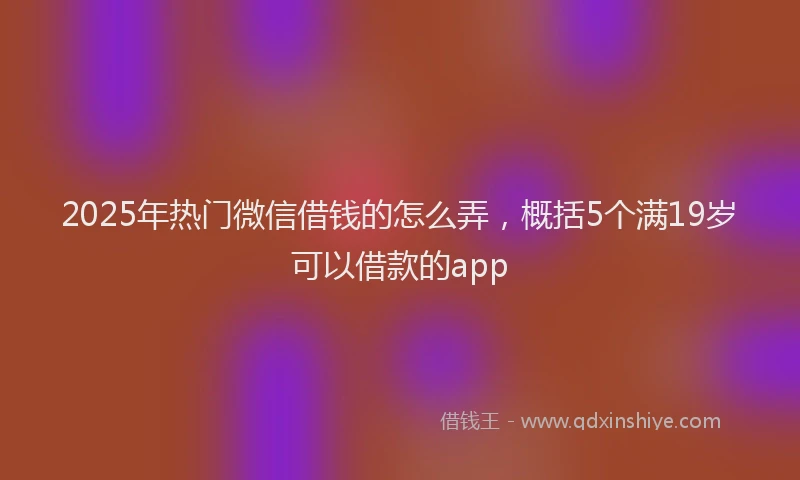2025年热门微信借钱的怎么弄，概括5个满19岁可以借款的app