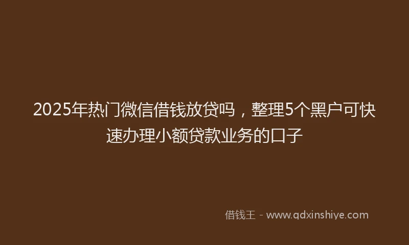 2025年热门微信借钱放贷吗，整理5个黑户可快速办理小额贷款业务的口子