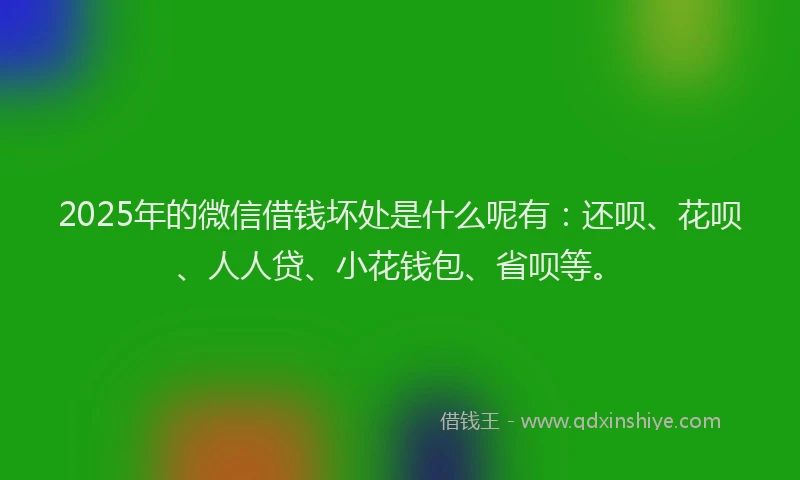 2025年的微信借钱坏处是什么呢有：还呗、花呗、人人贷、小花钱包、省呗等。