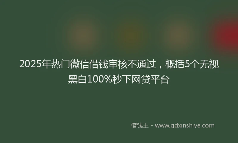 2025年热门微信借钱审核不通过，概括5个无视黑白100%秒下网贷平台