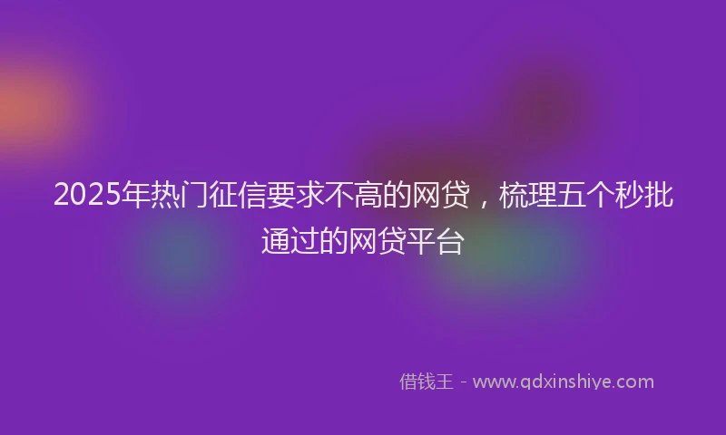 2025年热门征信要求不高的网贷，梳理五个秒批通过的网贷平台