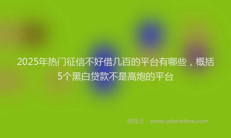 2025年热门征信不好借几百的平台有哪些，概括5个黑白贷款不是高炮的平台