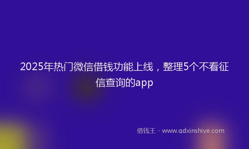 2025年热门微信借钱功能上线，整理5个不看征信查询的app