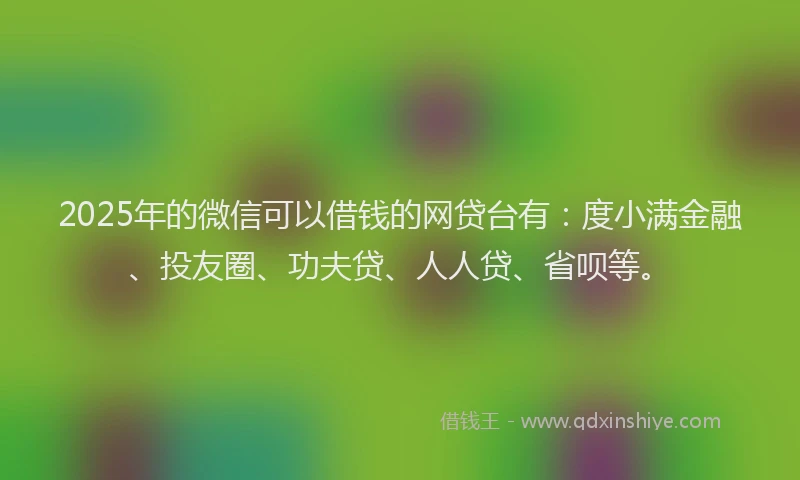 2025年的微信可以借钱的网贷台有：度小满金融、投友圈、功夫贷、人人贷、省呗等。