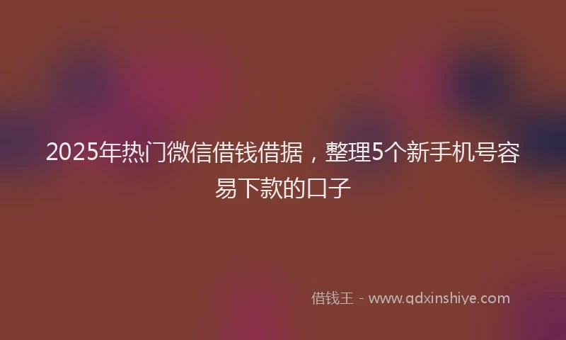 2025年热门微信借钱借据，整理5个新手机号容易下款的口子