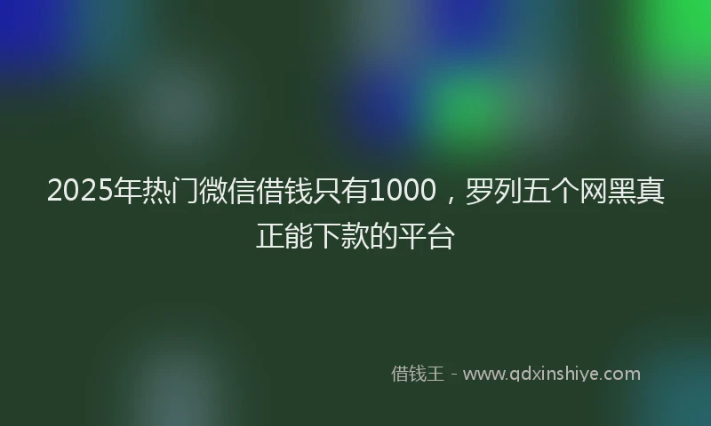 2025年热门微信借钱只有1000，罗列五个网黑真正能下款的平台