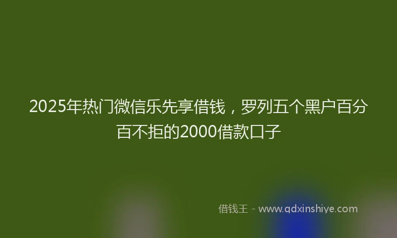 2025年热门微信乐先享借钱，罗列五个黑户百分百不拒的2000借款口子