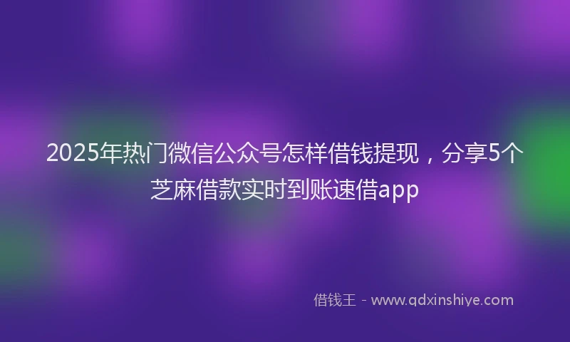 2025年热门微信公众号怎样借钱提现，分享5个芝麻借款实时到账速借app