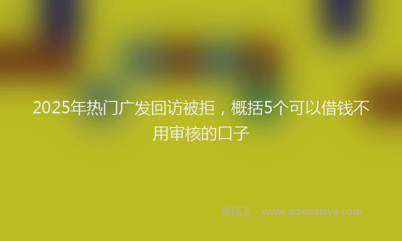 2025年热门广发回访被拒，概括5个可以借钱不用审核的口子
