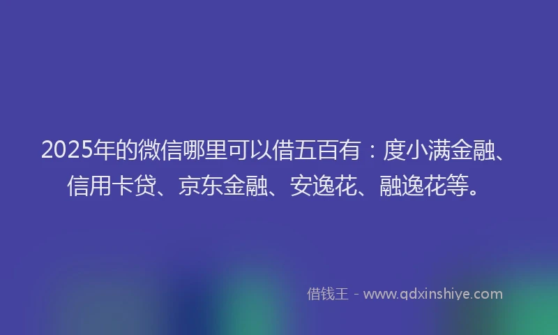 2025年的微信哪里可以借五百有：度小满金融、信用卡贷、京东金融、安逸花、融逸花等。