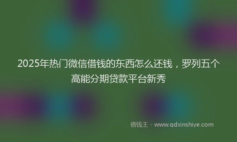 2025年热门微信借钱的东西怎么还钱，罗列五个高能分期贷款平台新秀