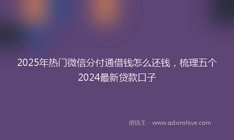 2025年热门微信分付通借钱怎么还钱，梳理五个2024最新贷款口子