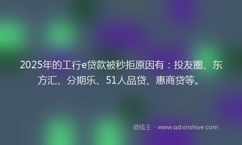 2025年的工行e贷款被秒拒原因有：投友圈、东方汇、分期乐、51人品贷、惠商贷等。