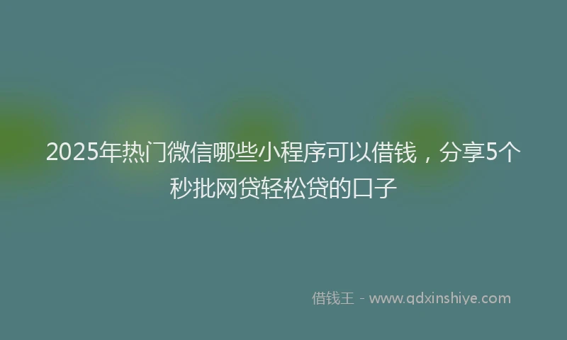 2025年热门微信哪些小程序可以借钱，分享5个秒批网贷轻松贷的口子