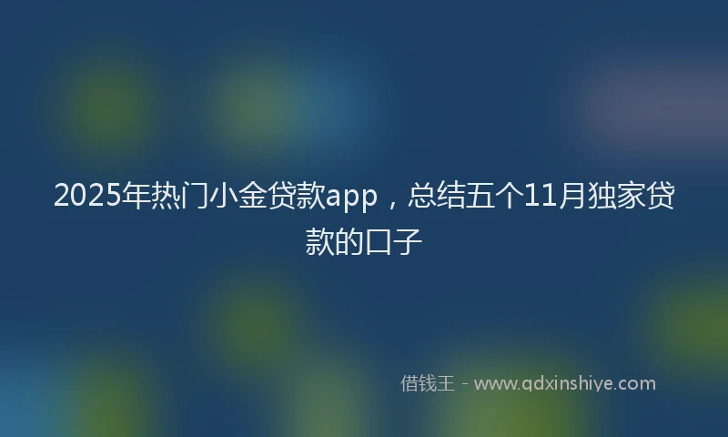 2025年热门小金贷款app，总结五个11月独家贷款的口子