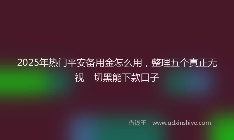 2025年热门平安备用金怎么用，整理五个真正无视一切黑能下款口子
