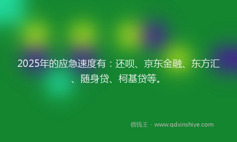 2025年的应急速度有：还呗、京东金融、东方汇、随身贷、柯基贷等。