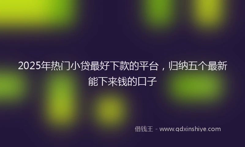 2025年热门小贷最好下款的平台，归纳五个最新能下来钱的口子