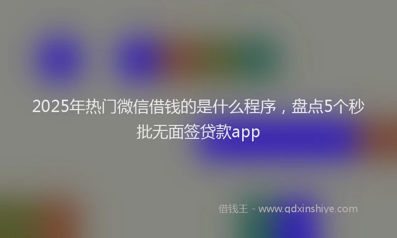 2025年热门微信借钱的是什么程序，盘点5个秒批无面签贷款app