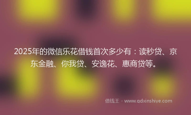 2025年的微信乐花借钱首次多少有：读秒贷、京东金融、你我贷、安逸花、惠商贷等。