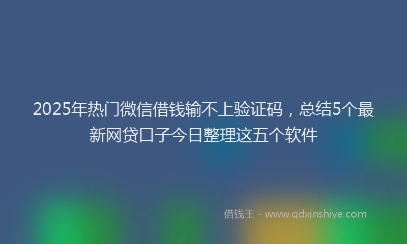 2025年热门微信借钱输不上验证码，总结5个最新网贷口子今日整理这五个软件