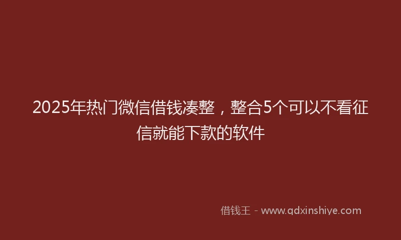 2025年热门微信借钱凑整，整合5个可以不看征信就能下款的软件