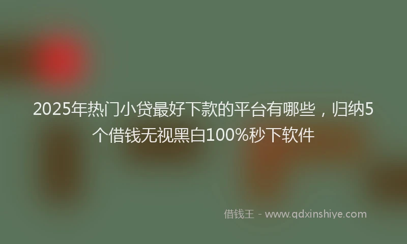 2025年热门小贷最好下款的平台有哪些，归纳5个借钱无视黑白100%秒下软件