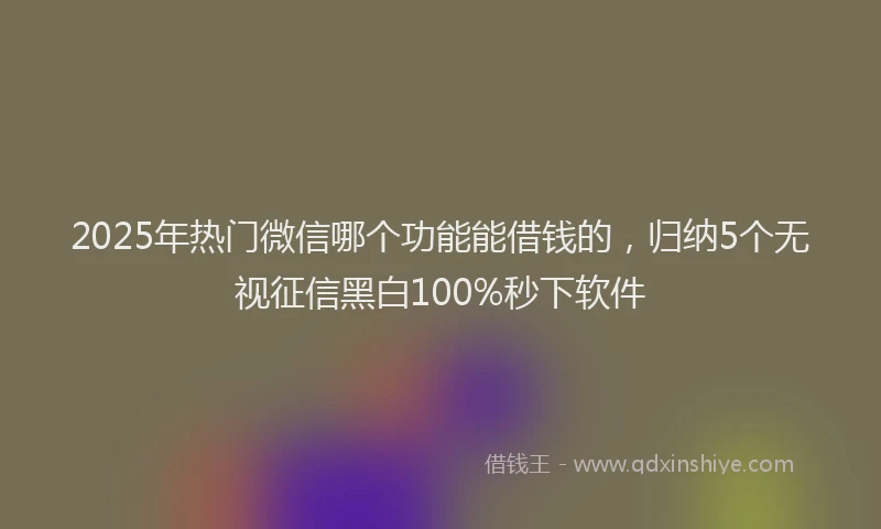 2025年热门微信哪个功能能借钱的，归纳5个无视征信黑白100%秒下软件