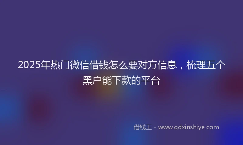 2025年热门微信借钱怎么要对方信息，梳理五个黑户能下款的平台