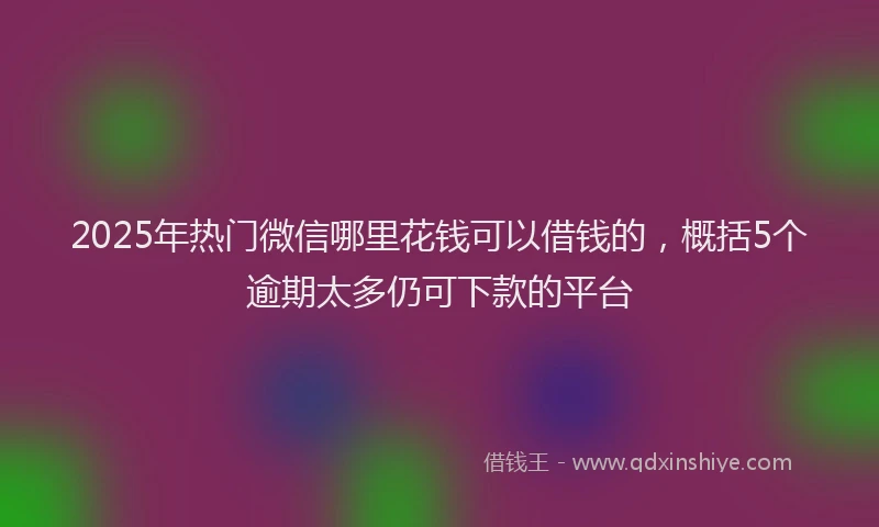 2025年热门微信哪里花钱可以借钱的，概括5个逾期太多仍可下款的平台