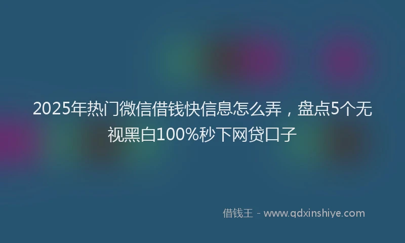2025年热门微信借钱快信息怎么弄，盘点5个无视黑白100%秒下网贷口子