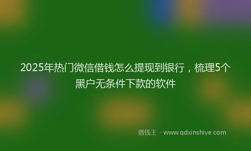 2025年热门微信借钱怎么提现到银行，梳理5个黑户无条件下款的软件