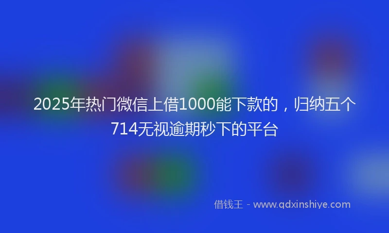 2025年热门微信上借1000能下款的，归纳五个714无视逾期秒下的平台